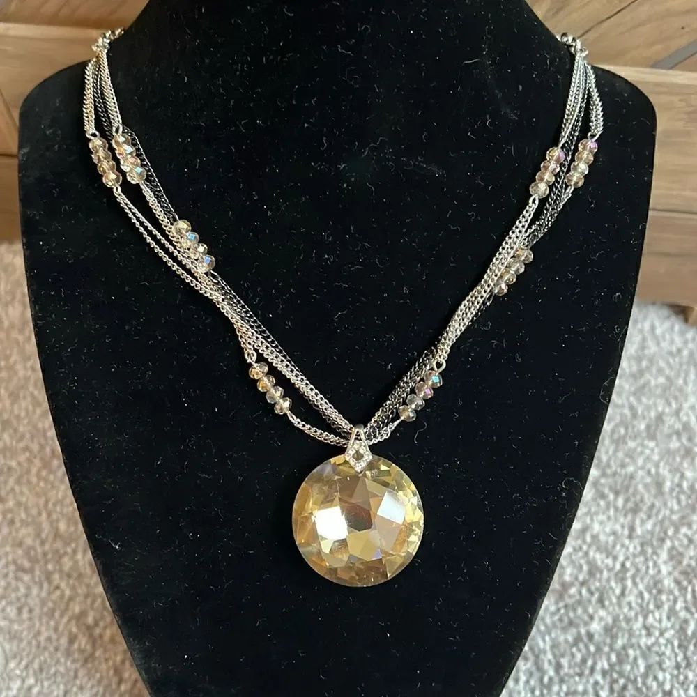NWT Loft Gold, hematite, and silver statement pendant necklace